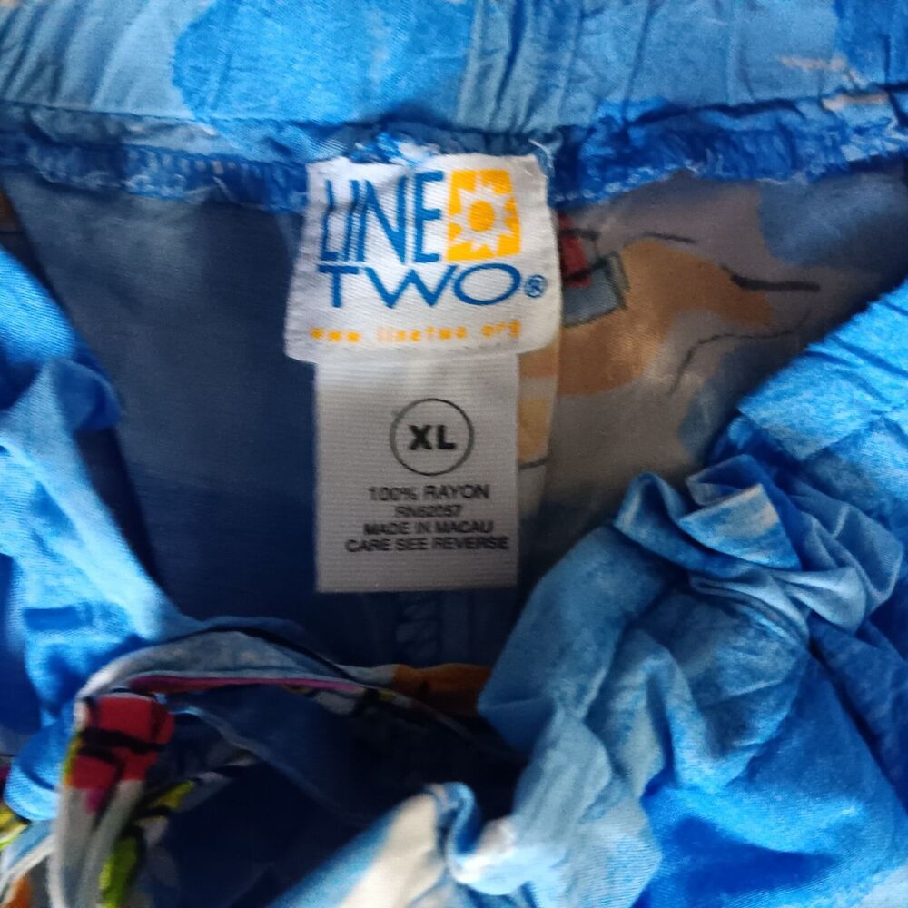 Pants size XL New Line Two womans colorful lightweight beach clam digger lounger - Picture 7 of 7